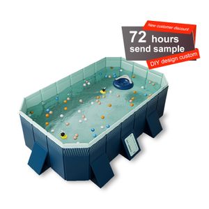 Factory Custom Comco Home Portable Lightweight PVC Non Inflatable Swimming Pool with Wooden Boardsteel Pipe Support