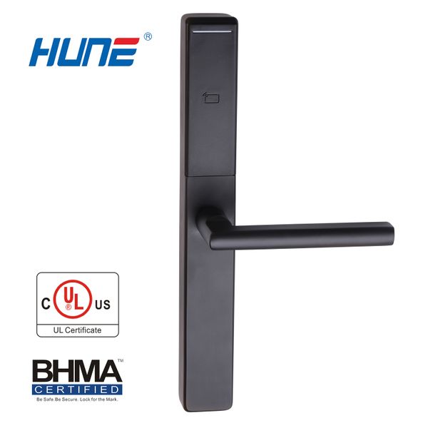 HUNE Mobile Phone NFC Unlock Full-featured Combination Splash-proof Smart Lock UL Fireproof Hotel Door Lock Electronic Black