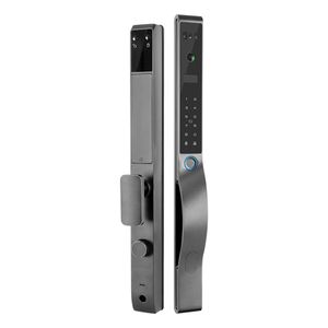 HUNE Fashion Smart Lock AUTO WiFi APP 3D Face ID Camera Door Lock With Fingerprint Code RFID Card and Key Black
