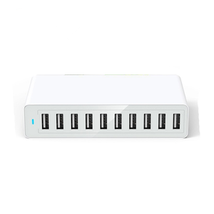 Desktop 10-Port USB Travel Portable Charger, 5V 12A 60Watt Fast Charging Supply Adapter Portable USB Charger