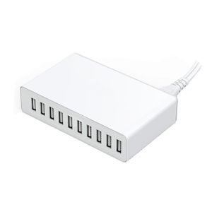 60W 10-Port Desktop Universal 5V/12A USB Mobile Phone Charger Adapter Family Sized USB Smart Charger Block for Multiple Devices