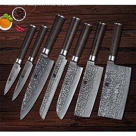 7 pcs 67 layers damascus steel kitchen knife set with super sharpness