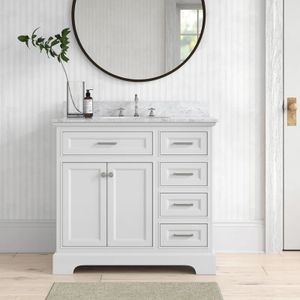 Modern and Simple Style Bathroom Cabinet Vanity With Single Basin White Hotel Bathroom Vanity