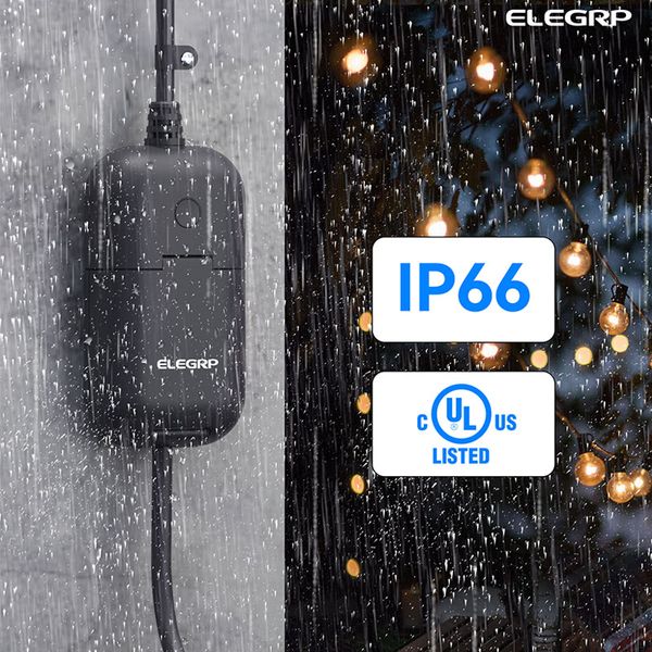 ELEGRP Ip66 UL Listed Smart Outdoor Dimmer Plug Electric Power Smart Outlet Waterproof Smart Socket for String Lights