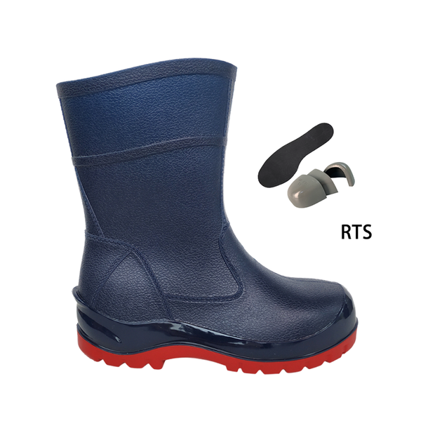 24 cm New Style Unisex Waterproof Safety Shoes with Steel Toe Steel Midsole Low Cut Anti-chemical Working PVC Rain Boots for Men