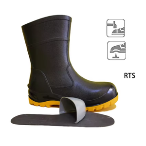 Top-level  Rubber Rain Shoes Machinery Construction Safety Rain Shoes Steel Toe Steel Midsole Low Cut PVC Rain Boots