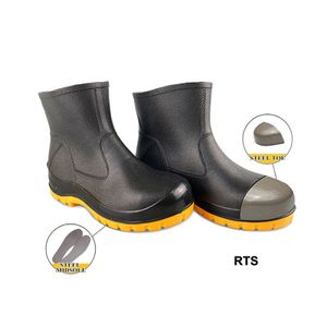 18CM New Style Lightweight Factory Machinery Steel Toe Steel Midsole Rain Boots PVC Safety Ankle Rubber Boots for Construction