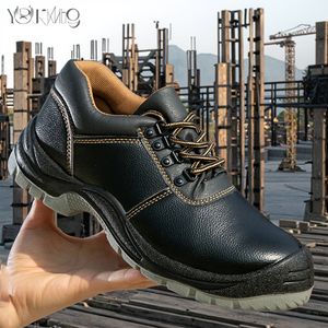 Industrial Durable Men Low Cut Cow Leather Safety Working Boots Lace-Up Design Non-Slip Steel Toe Upper Midsole for Factory