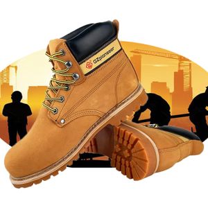 Factory Outlet Unisex Working Boots Non-Slip Nubuck Genuine Breathable Factory Mining Machinery Leather Safety Boots for Man