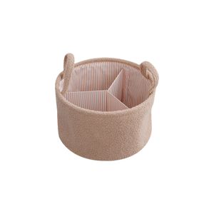 Circle-Shaped Teddy Velvet Decor Storage Organizer Bins for Living Room Bedroom Soft Toys Closet Storage Baskets for Cube