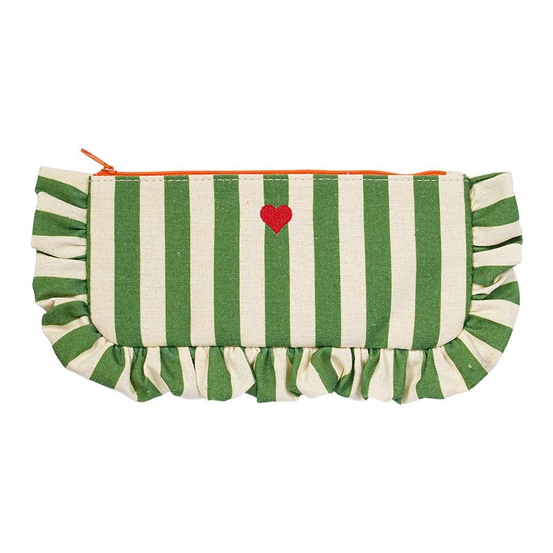 Pencil Pouch Printed Fabric with Embroidery Ruffled Edge Lace Hang Tag Packaging