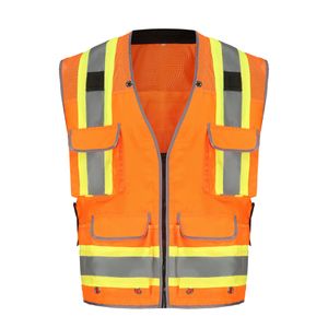 High Quality Construction Reflective Safety Clothing Work Jacket Reflective Tool Vest Hi Vis Safety Vest Men with Multi Pokects