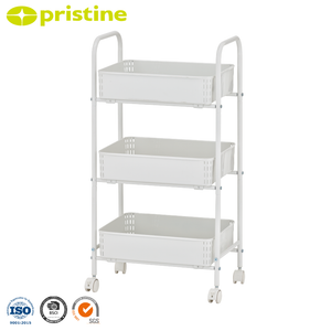 MIT OEM Wholesale Modern Design 3-Tier Metal Basket Mobile Utility Kitchen Cart Household Storage Furniture From Taiwan