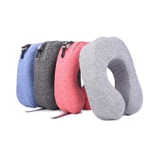 Rollable Memory Foam U Shaped Travel Pillow Compact Neck Cushion for Airplane Car Office Portable Cervical Neck Support Pillow
