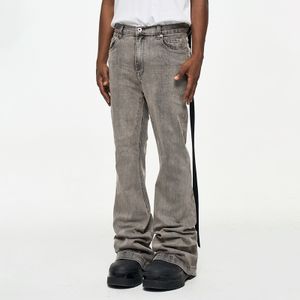 HEZ Garment Jeans High Quality Custom Denim Gray Streetwear Denim Pants Stacked Flare Blank Jeans Pants Vintage Skinny Jeans Men