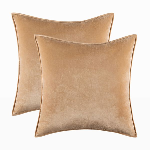 Pair Velvet Decorative Sofa Pillowcase Solid Velvet Sofa Throw Pillow Cover Weave Plush Pillowcase