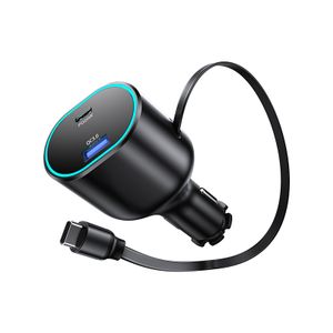 Trend Retractable Line Car Charging Fast Charge, Stretchable Line with Atmosphere Light Car Charger 50W Fast Charge