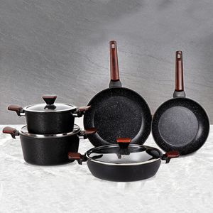 WUJO High Quality Wholesale Vintage Classic Cookware Set 5 Pcs Non-Stick Aluminum Cooking Pot Set with Bakelite