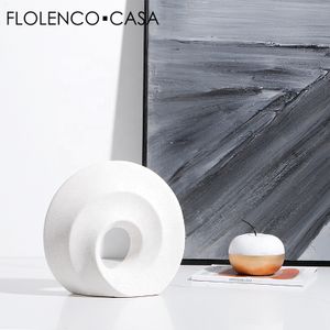 Popular Home Decor Items Round Hollow Shape Ornament Interior Table Living Room Ceramic Decoration