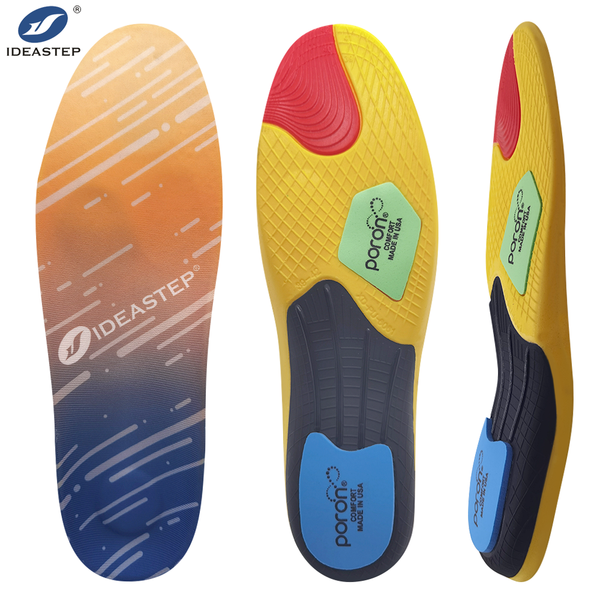 Ideastep Premium Flat Work Foot Pads Sports Gel Insoles for Shoes Flat Breathable Fabric High Elasticity Anti-slip Insole