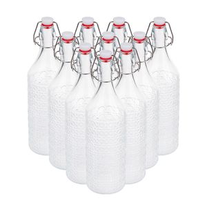 Leak Proof Juice Containers Kombucha 1 Liter Water Bottles Swing Top Glass Bottles with Airtight Lid