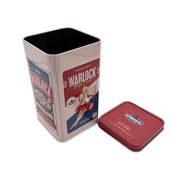 Food Grade Custom Printing square Popcorn Tin Boxes