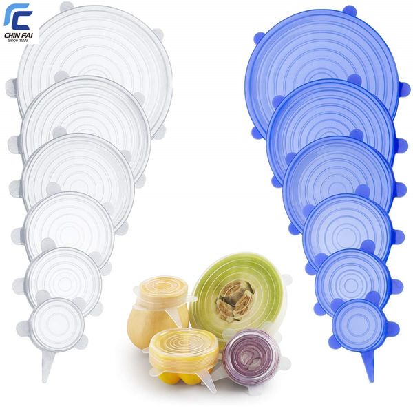Modern Reusable Seal Stretch Covers Food Grade Silicone Lids for Cup Tapas De Silicon Adjustable Keep Fresh Kitchen Accessory