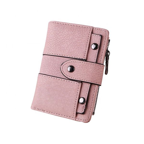 Wholesale 2019 New Fashion Ladies PU Leather Short Wallets with Zipper Anti-Theft Women's Purse