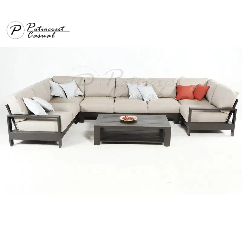 Outdoor Furniture Aluminum Sofa Set Garden Metal Single Sofa and L-shaped Sofa Set Patio Furniture