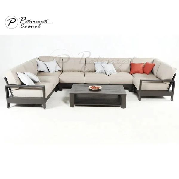 Outdoor Furniture Aluminum Sofa Set Garden Metal Single Sofa and L-shaped Sofa Set Patio Furniture