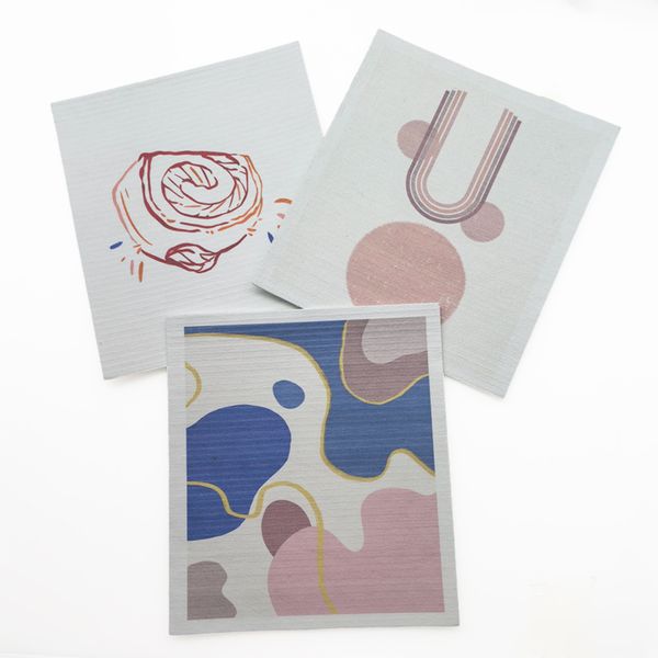 Wholesale Custom Printed Kitchen Cleaning Wipes Paper Towels Washable Reusable Non-Scratch Swedish Dish Cloths