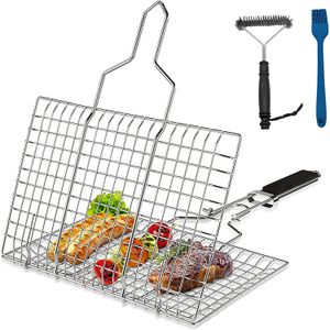 304 Stainless Steel Grilling Basket for Hot Dog Barbecue Grill Basket for Outside