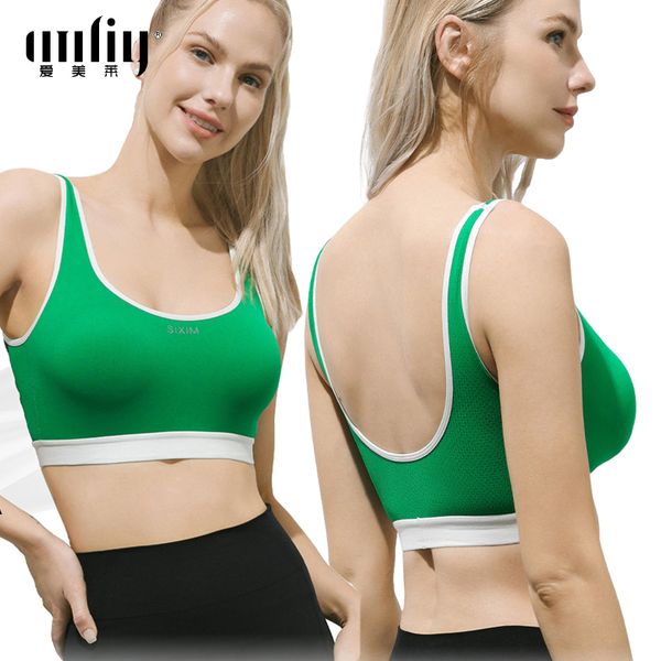 AMRIY Low Support U Back Sports Bras Hot Sexy Women Detachable Padded Nylon Seamless Wireless Gym Fitness Lingerie Underwear