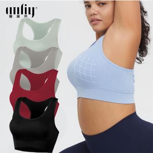 AMRIY Mid Support Racerback Sports Bras Women Detachable Padded Nylon Solid Seamless Ladies Yoga Wireless Bra for Running
