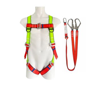 CE Certification Five Point Harness Complete Safety Belt with Double Hook Lanyard Full Body Safety Fall protection