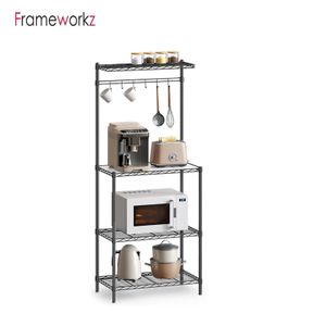 3 Layers Kitchen Baker Rack Microwave Oven Stand Slim Kitchen Shelf Open Steel Kitchen Rack