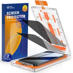 2 Pack EZ Fit 28 Degree Anti Spy Dust Tempered Glass for IPhone 14 Pro Max Privacy Screen Protector Applicator Installation Kit