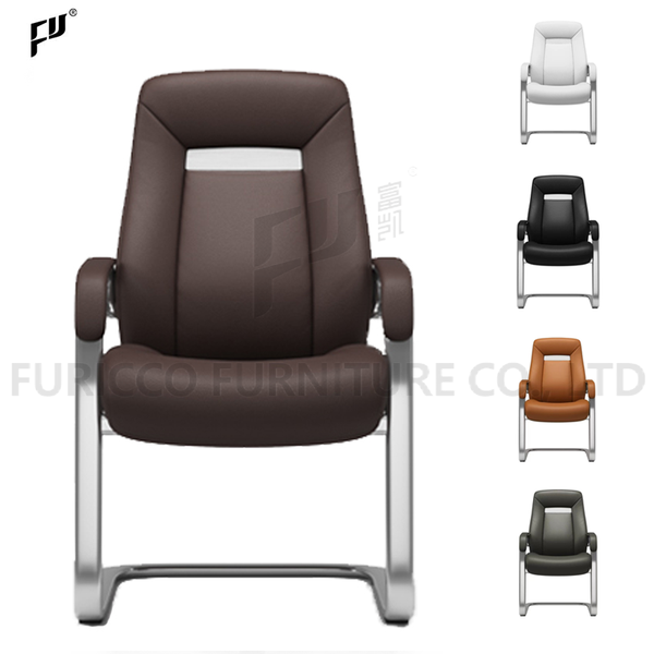 Office Furniture Factories in Foshan Modern Wholesale PU Leather Conference Visitor Executive Office Chairs Without Wheels