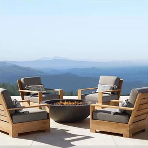 Outdoor Furniture Set Outdoor Luxury Modern Style Set Waterproof Garden Leisure Sofa Chair Teak Wood Outdoor Sofa Chair