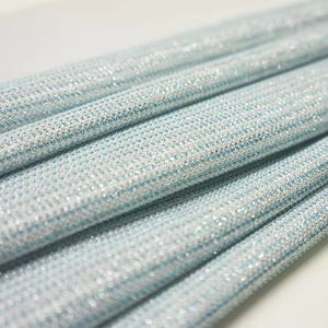 Sky Blue Metallic Knitted Tulle with Interlock Bonding Fabric with Glitters Wholesale