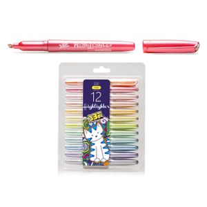 Glitter Highlighter Mutilcolors Flat Oblique Tip Shiny Barrel Pastel Colors