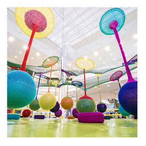 Durable Steel Nylon Material Indoor Net Play Trampoline Funny Kids Playground Swing Ball for School Shopping Mall Factory Direct