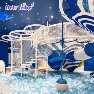 Handmade Crochet Indoor Playground Net for Kids Outdoor Amusement Equipment with Trampoline and Slides Coverage for Home Use