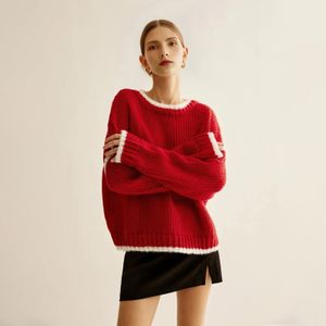 Women's Long Loose Knitted Crew Neck Winter Sweater Soft Anti-Wrinkle Silk with Character Pattern Custom OEM Knitwear