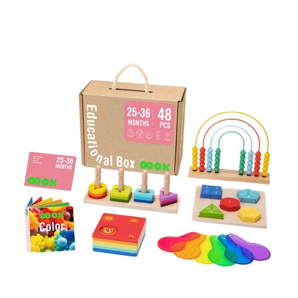25-36 Months Educational Box Color Filter Plate Toy Color Cognition Sorting Matching Game Puzzle Abacus Frame Shape Matching Toy