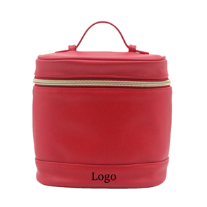 OEM Vegan Leather Makeup Organizer Bag Custom Logo Vanity Case Zipper Closure Waterproof PU Large Capacity Travel Cosmetic Bags