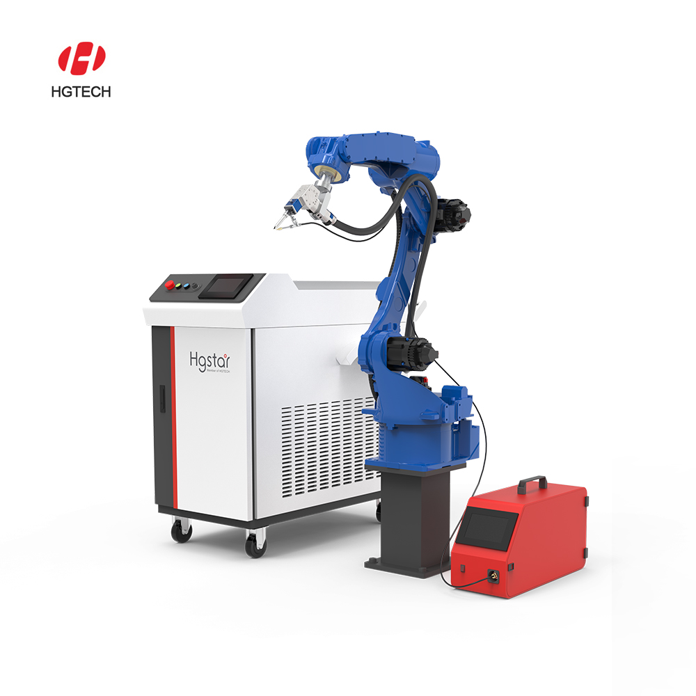 HGTECH Cnc Automatic Industrial Metal Sheet and Pipe 6-axis Robot Laser Welding Machine 2000w 3d Fiber Laser Welding Robot