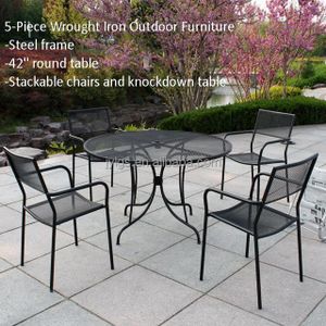 Outdoor Garden Cheap Wrought Iron Chair and Table