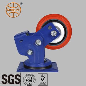 Chinese Factory Mingze 8 Inch PU Spring Rigid Caster Wheels Heavy Duty Equipment W/Shock Absorption for Mechanic Auto Equipment