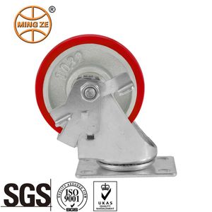 Customized Modern Style Commercial Wheels 4 Inch Medium Duty PU on Cast Iron Center Swivel Caster Wheels for Equipment Use